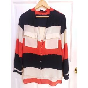 Striped button blouse